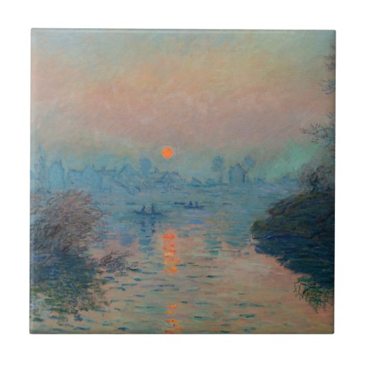 Claude Monet - Sunset on the Seine at Lavacourt Tegeltje (Voorkant)