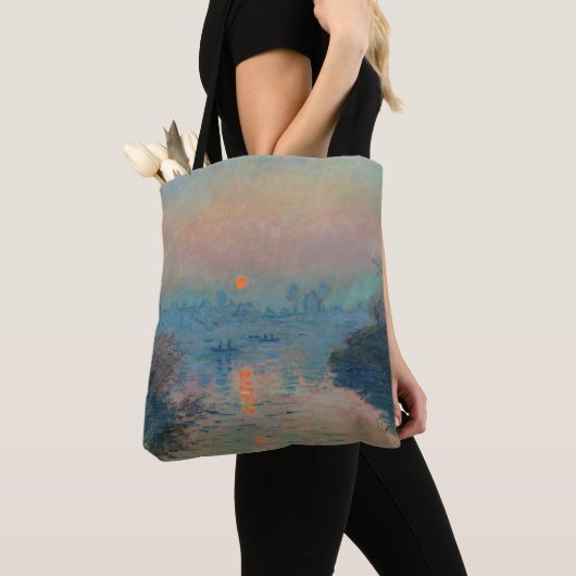 Claude Monet - Sunset on the Seine at Lavacourt Tote Bag (Dichtbij)
