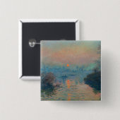 Claude Monet - Sunset on the Seine at Lavacourt Vierkante Button 5,1 Cm (Voorkant /achterkant)