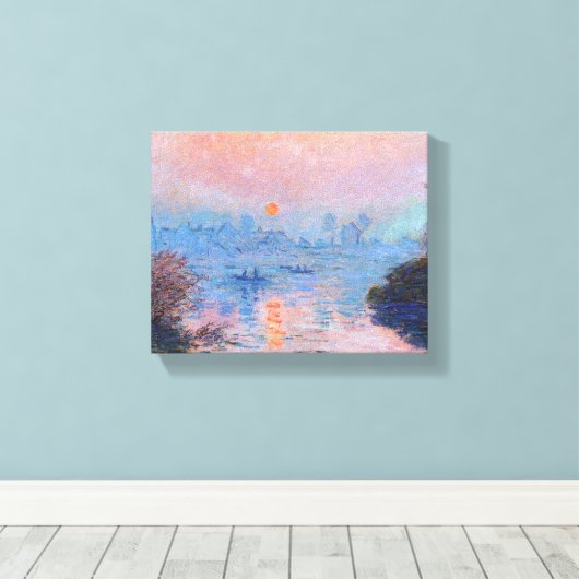 Claude Monet - Sunset on the Seine Canvas Afdruk (Insitu (Houten vloer))