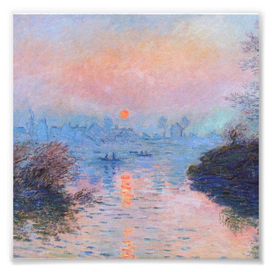 Claude Monet - Sunset on the Seine Foto Afdruk (Voorkant)