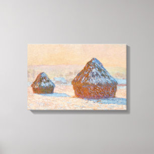 Claude Monet - Tarwevelden, Sneeuw Effect, Ochtend Canvas Afdruk