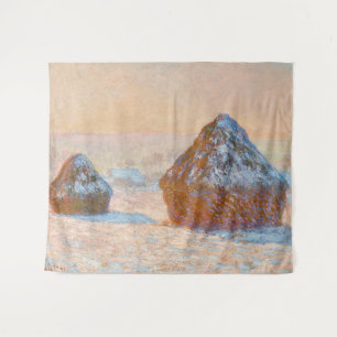 Claude Monet - Tarwevelden, Sneeuweffect, Ochtend Wandkleed