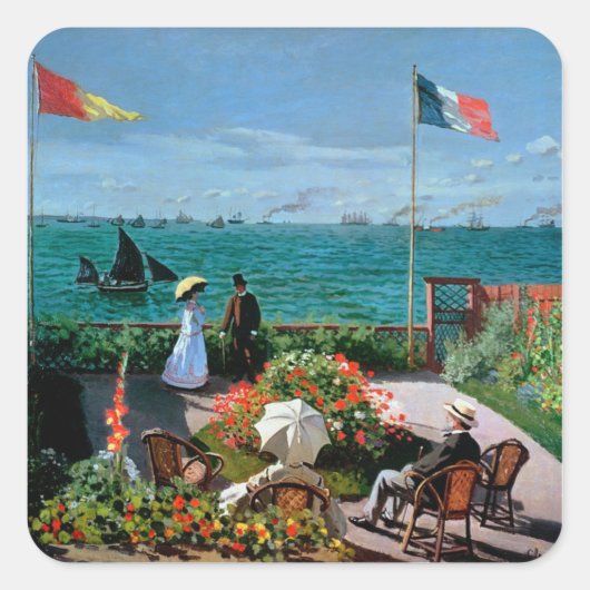 Claude Monet | Terrace te Sainte-Adresse, 1867 Vierkante Sticker (Voorkant)