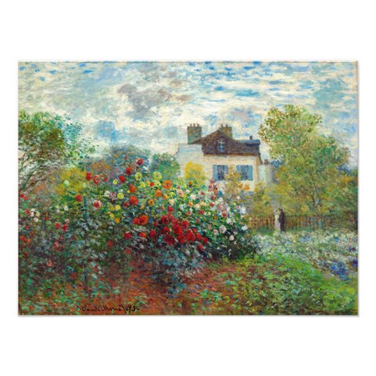 Claude Monet - The Artiest's Garden in Argenteuil Foto Afdruk (Voorkant)