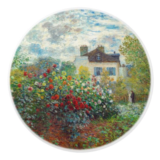 Claude Monet - The Artiest's Garden in Argenteuil Keramische Knop (Voorkant)
