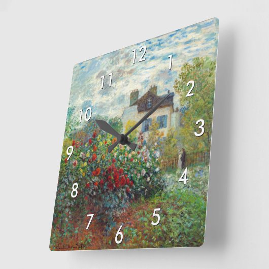 Claude Monet - The Artiest's Garden in Argenteuil Vierkante Klok (Hoek)