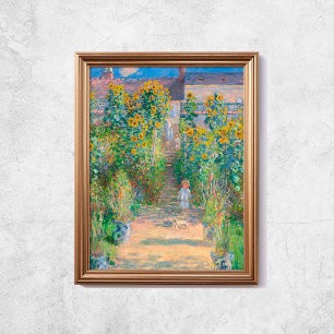 Claude Monet The Artists Garden Sunflower Old Art Poster