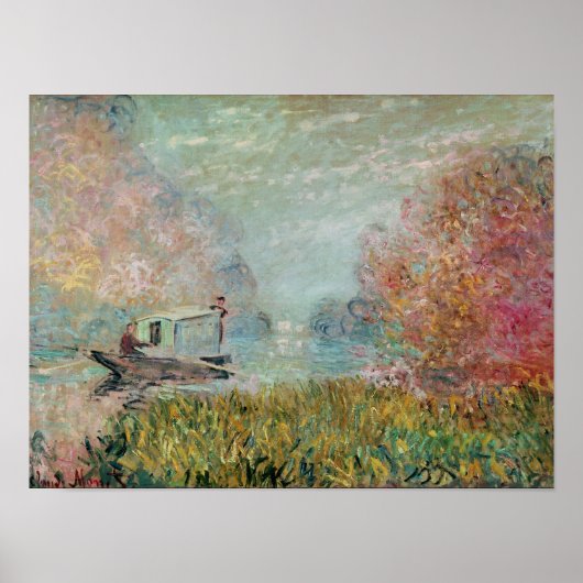 Claude Monet | The Boat Studio on the Seine, 1875 Poster (Voorkant)