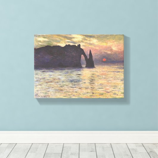 Claude Monet – The Cliff Étretat – Sunset – 1883 Canvas Afdruk (Insitu (Houten vloer))