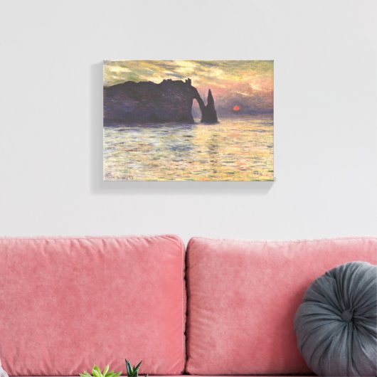 Claude Monet – The Cliff Étretat – Sunset – 1883 Canvas Afdruk (Insitu (Woonkamer))