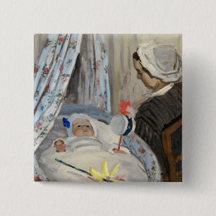 Claude Monet The Cradle, Camille met Son Jean Vierkante Button 5,1 Cm