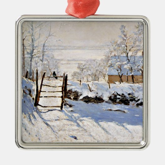 Claude Monet, The Magpie, beroemd schilderij, Metalen Ornament (Voorkant)