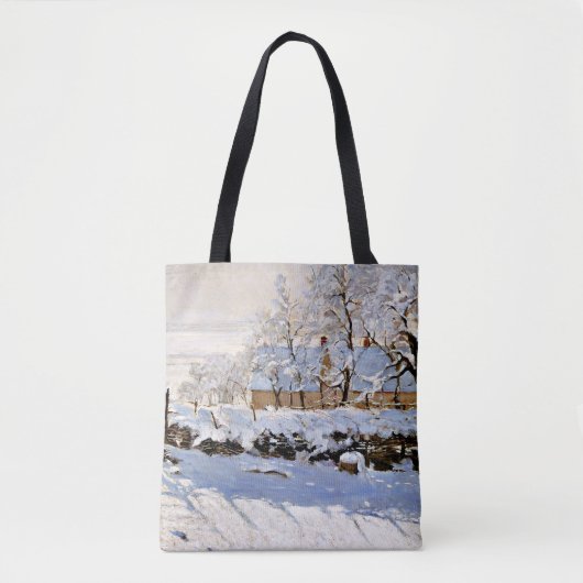 Claude Monet, The Magpie, beroemd schilderij, Tote Bag (Voorkant)
