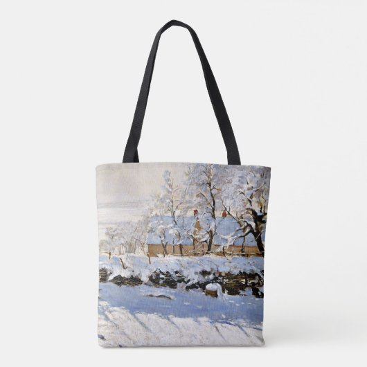 Claude Monet, The Magpie, beroemd schilderij, Tote Bag (Achterkant)