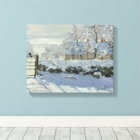 Claude Monet - The Magpie Canvas Afdruk (Insitu (Houten vloer))
