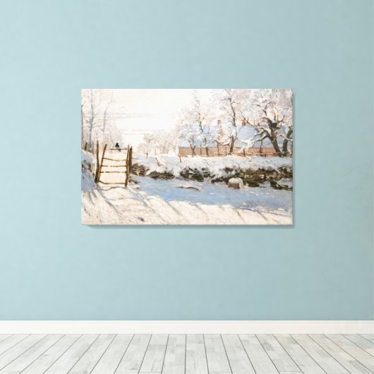 Claude Monet - The Magpie Canvas Afdruk (Insitu (Houten vloer))