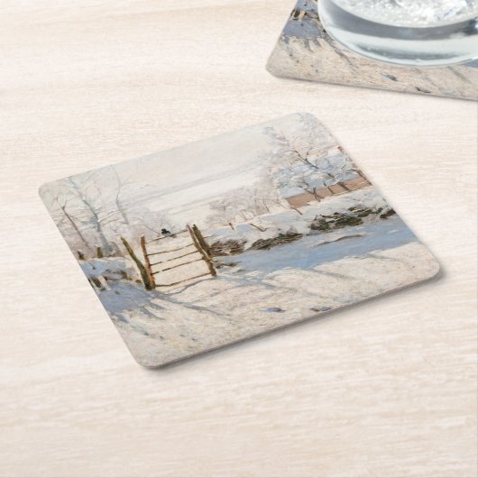 Claude Monet - The Magpie Kartonnen Onderzetters (Schuin)