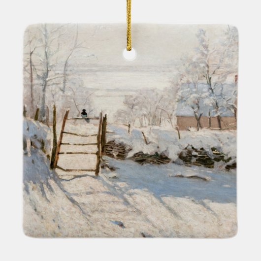 Claude Monet - The Magpie Keramisch Ornament (Achterkant)