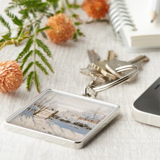 Claude Monet - The Magpie Sleutelhanger (Zijkant)