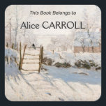 Claude Monet - The Magpie Vierkante Sticker<br><div class="desc">The Magpie / La Pie - Claude Monet,  Oil on Canvas, 1868-1869</div>