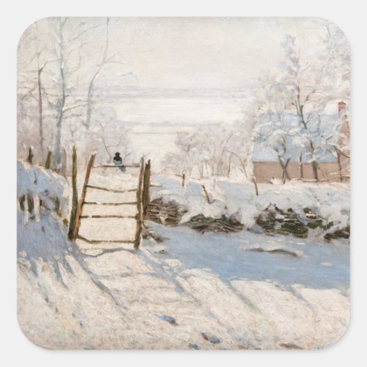 Claude Monet - The Magpie Vierkante Sticker (Voorkant)