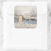 Claude Monet - The Magpie Vierkante Sticker (Tas)