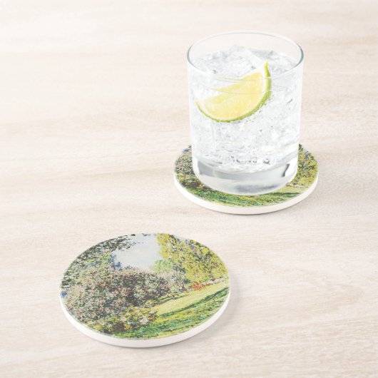 Claude Monet - The Park Monceau Zandsteen Onderzetter (Zijkant)