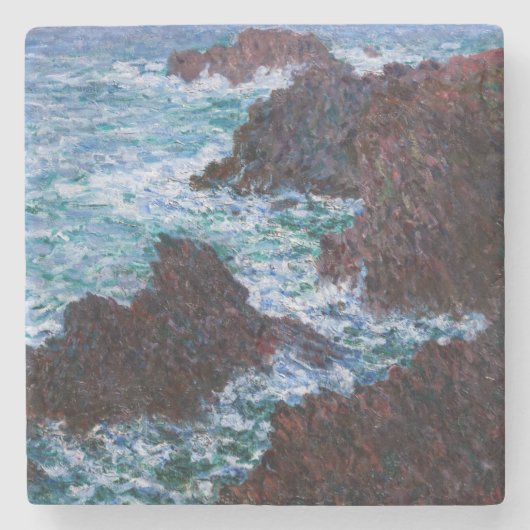 Claude Monet - The Rocks at Belle-Ile, Wild Coast Stenen Onderzetter (Voorkant)