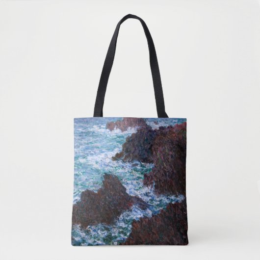 Claude Monet - The Rocks at Belle-Ile, Wild Coast Tote Bag (Voorkant)
