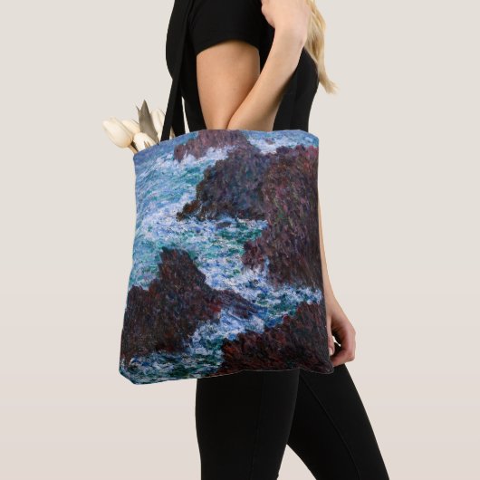 Claude Monet - The Rocks at Belle-Ile, Wild Coast Tote Bag (Dichtbij)