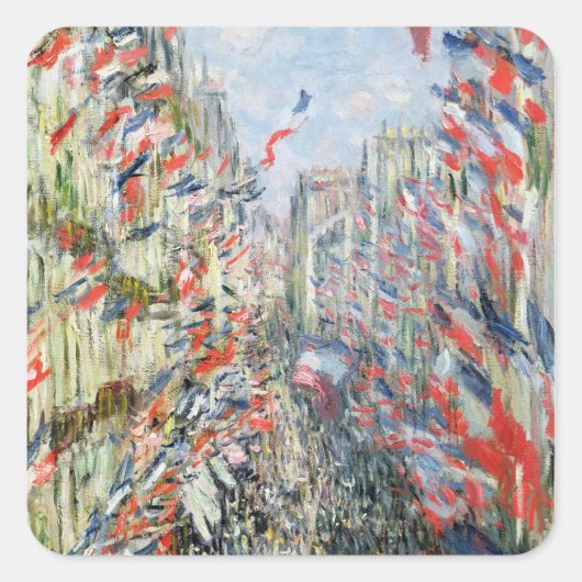 Claude Monet | The Rue Montorgueil, Parijs Vierkante Sticker (Voorkant)