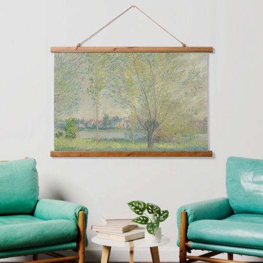 Claude Monet The Willows French Old Art Wood Hangend Wandkleed (Woonkamer)