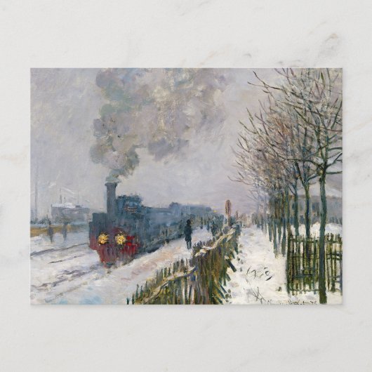 Claude Monet - Trein in de Sneeuw / De Locomotief Briefkaart (Voorkant)