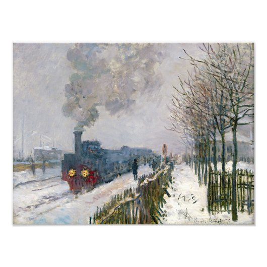 Claude Monet - Trein in in de Sneeuw / De Locomoti Foto Afdruk (Voorkant)