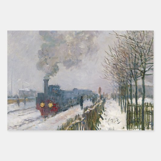 Claude Monet - Trein in in de Sneeuw / De Locomoti Inpakpapier Vel (Voorkant)