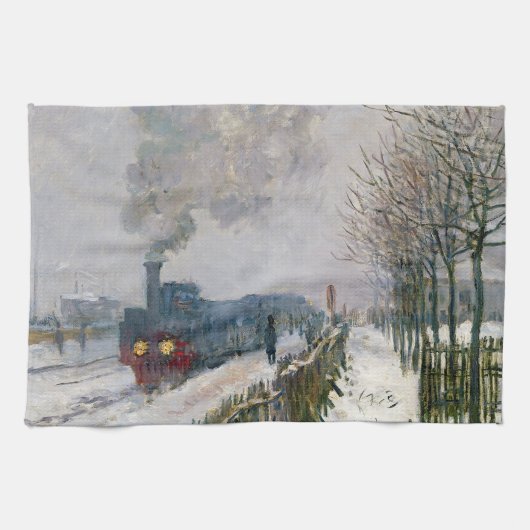 Claude Monet - Trein in in de Sneeuw / De Locomoti Theedoek (Horizontaal)