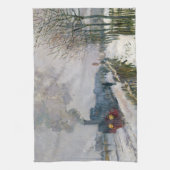 Claude Monet - Trein in in de Sneeuw / De Locomoti Theedoek (Verticaal)