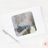 Claude Monet - Trein in in de Sneeuw / De Locomoti Vierkante Sticker (Envelop)