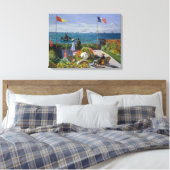 Claude Monet - Tuin bij Sainte-Adresse Canvas Afdruk (Insitu (Slaapkamer))