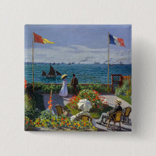 Claude Monet - Tuin bij Sainte-Adresse Vierkante Button 5,1 Cm