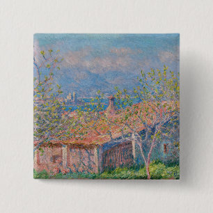 Claude Monet - Tuinmanshuis in Antibes Vierkante Button 5,1 Cm