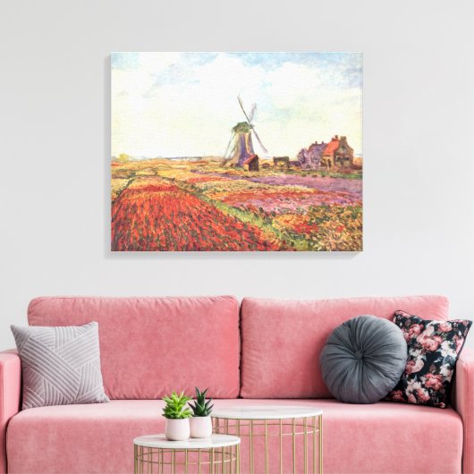 Claude Monet – Tulip fields in Holland – 1886 Canvas Afdruk (Insitu (Woonkamer))