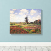 Claude Monet | Tulip Fields Rijnsburg Windmill Canvas Afdruk (Insitu (Houten vloer))
