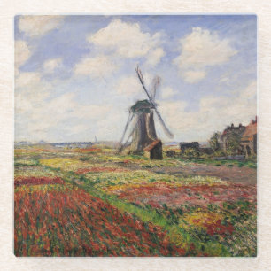 Claude Monet Tulip Fields Rijnsburg Windmill Glazen Onderzetter