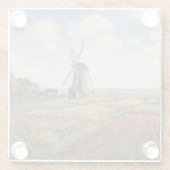 Claude Monet | Tulip Fields Rijnsburg Windmill Glazen Onderzetter (Achterkant)