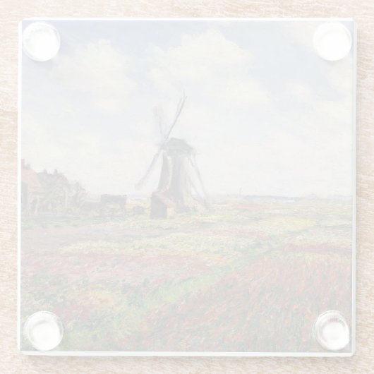 Claude Monet | Tulip Fields Rijnsburg Windmill Glazen Onderzetter (Achterkant)