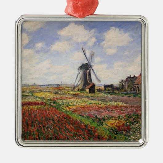 Claude Monet | Tulip Fields Rijnsburg Windmill Metalen Ornament (Voorkant)