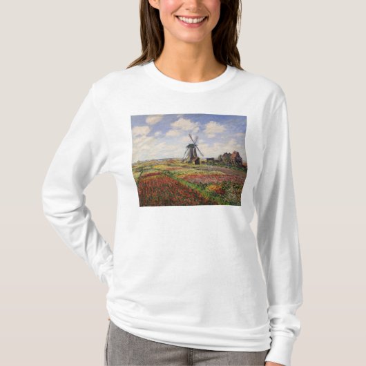Claude Monet | Tulip Fields Rijnsburg Windmill T-shirt (Voorkant)