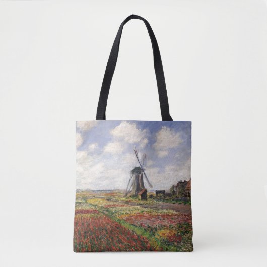 Claude Monet | Tulip Fields Rijnsburg Windmill Tote Bag (Voorkant)